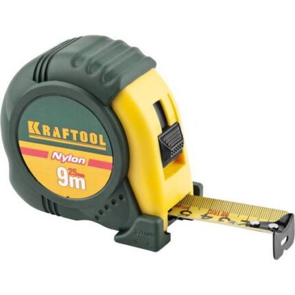 KRAFTOOL NYLON 9м / 25мм рулетка с ударостойким обрезиненным корпусом