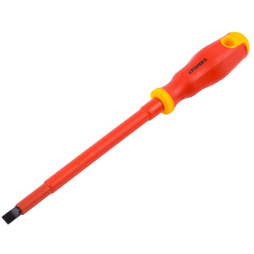 Otvertka-STAYER-PROFI-ELECTRO-dielektricheskaya-do-1000V-dvuhkomp-rukoyatka-SL-80-h-175-mm Отвертка STAYER "PROFI" "ELECTRO" диэлектрическая до 1000В, двухкомп рукоятка, SL 8,0 х 175 мм — изображение 1