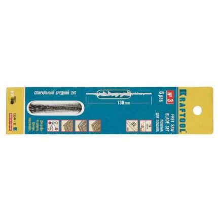 Полотна спиральные для лобзика, №3, 130мм, 6шт, KRAFTOOL "Pro Cut" 15344-03