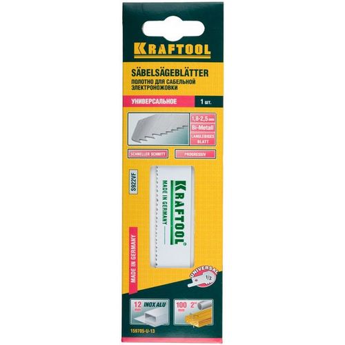 Polotno-KRAFTOOL-INDUSTRIE-QUALITAT-S922VF-dlya-elnozhovki-Bi-Metall-po-metallu-derevu-shag-18-25mm-130mm Полотно KRAFTOOL "INDUSTRIE QUALITAT", S922VF, для эл/ножовки, Bi-Metall, по металлу, дереву, шаг 1,8-2,5мм, 130мм — изображение 1