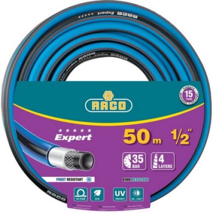RACO EXPERT 1/2", 50 м, 35 атм, четырёхслойный поливочный шланг, армированный