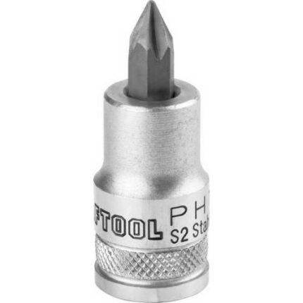 Торцовая бита-головка KRAFTOOL "INDUSTRIE QUALITAT", материал S2, PHILLIPS, сатинированная, 1/2", PH1